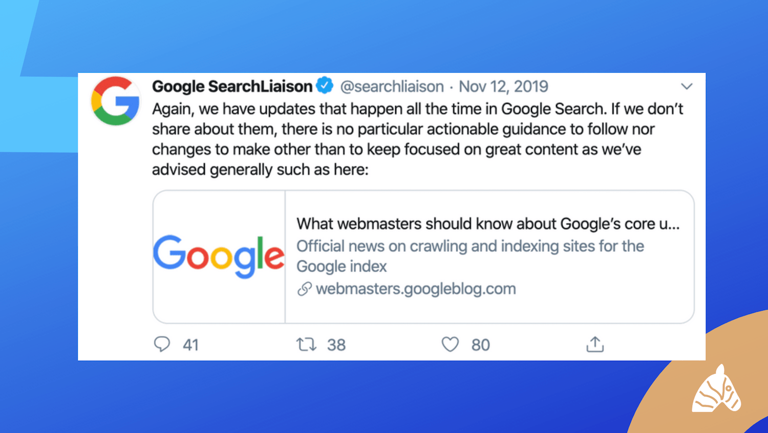 google search liason tweet about january 2020 core update