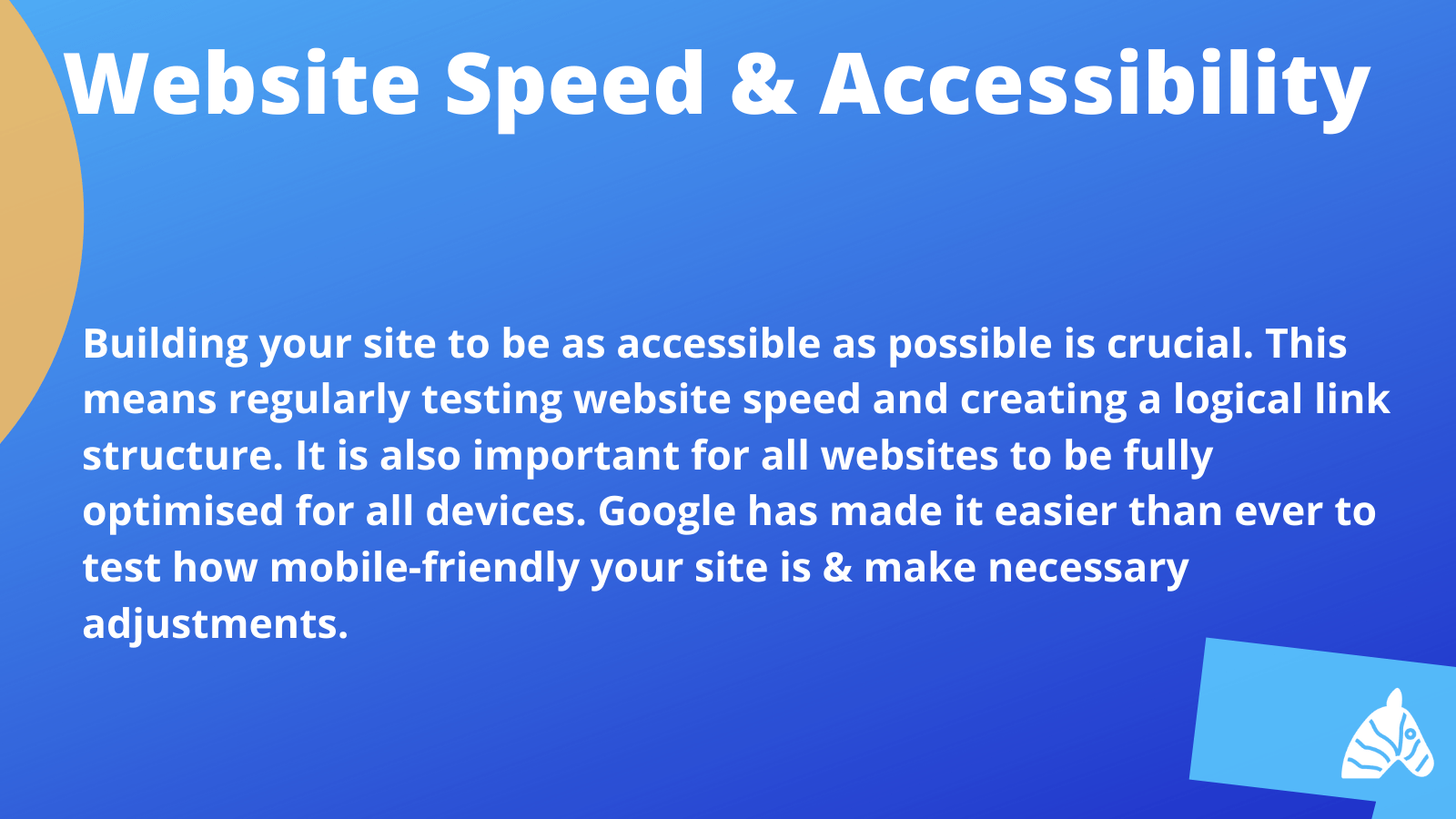 website speed and accessibility tips from Google's search for beginners video