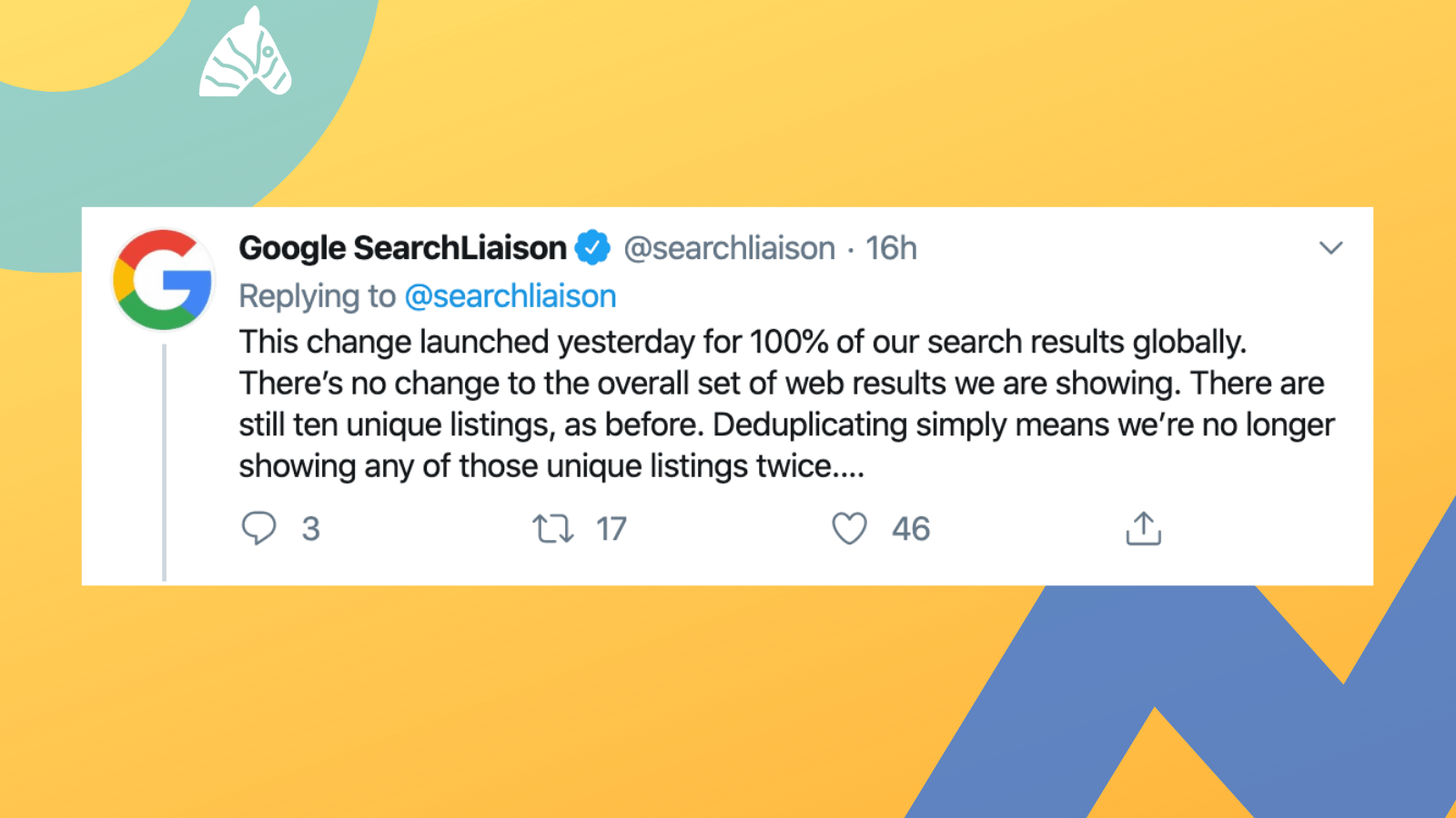 search liason tweet about Google update