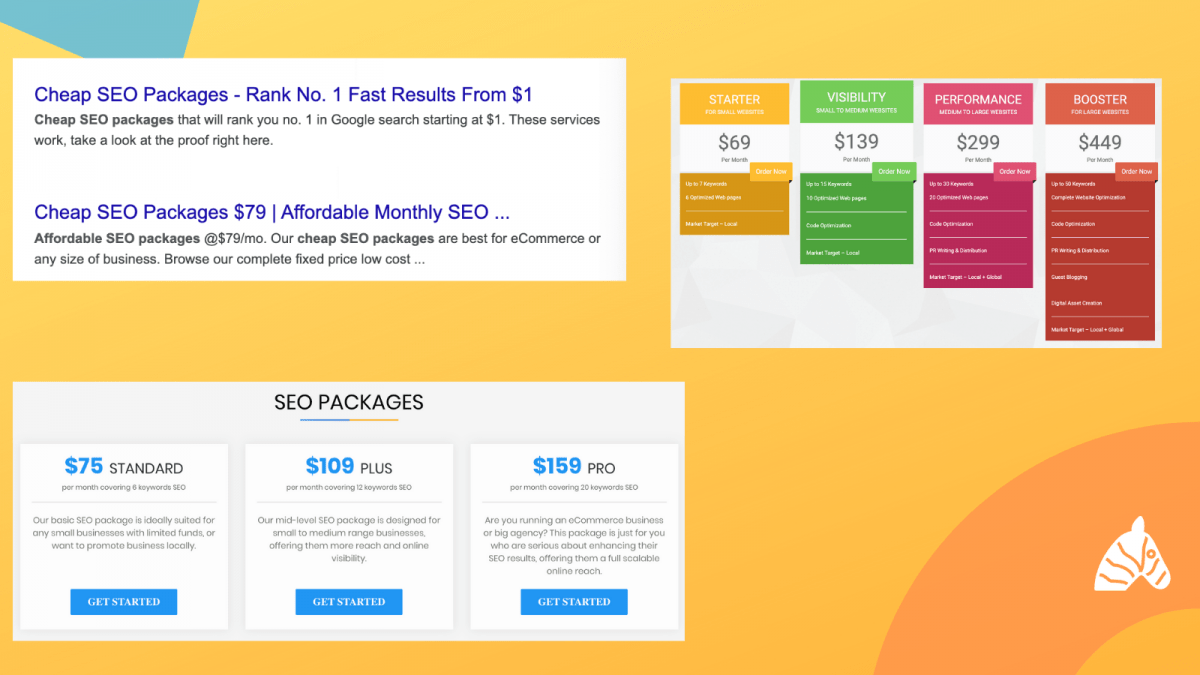 Cheap SEO Packages Examples online