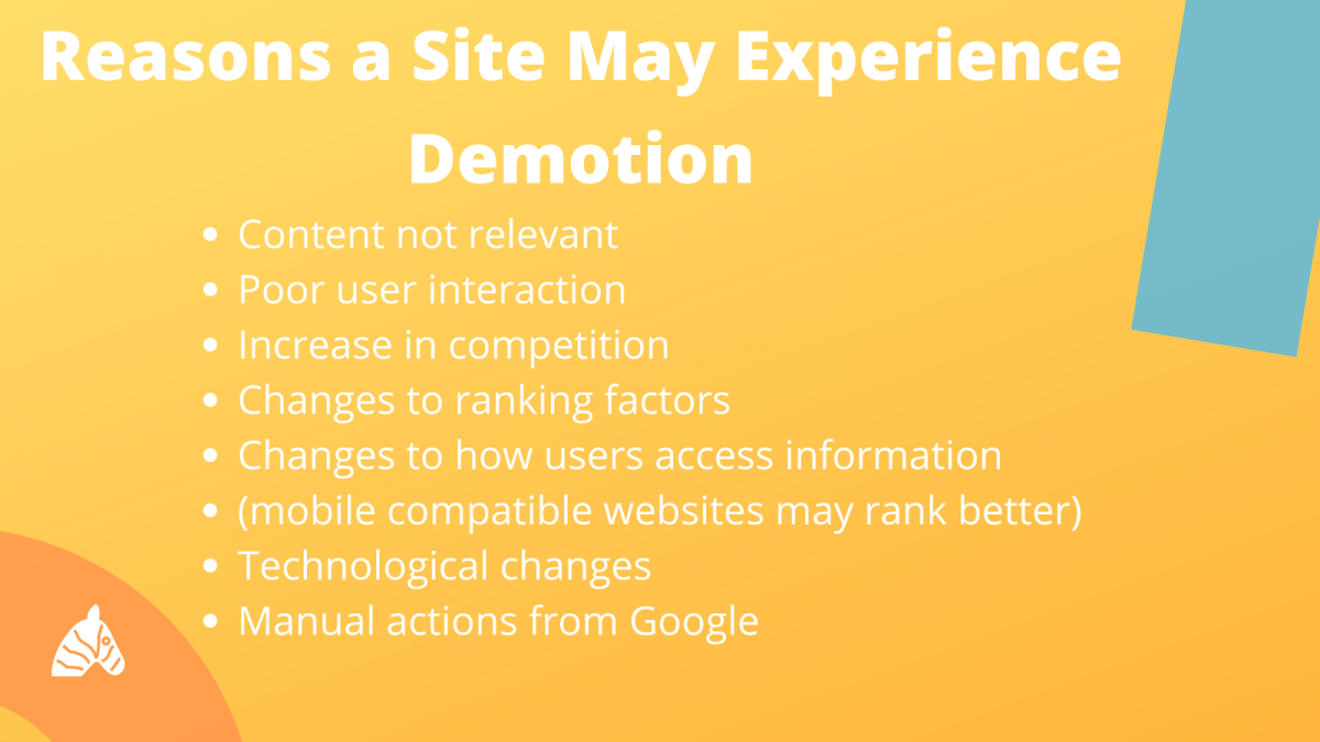 reasons why a site may be demoted in the SERPs