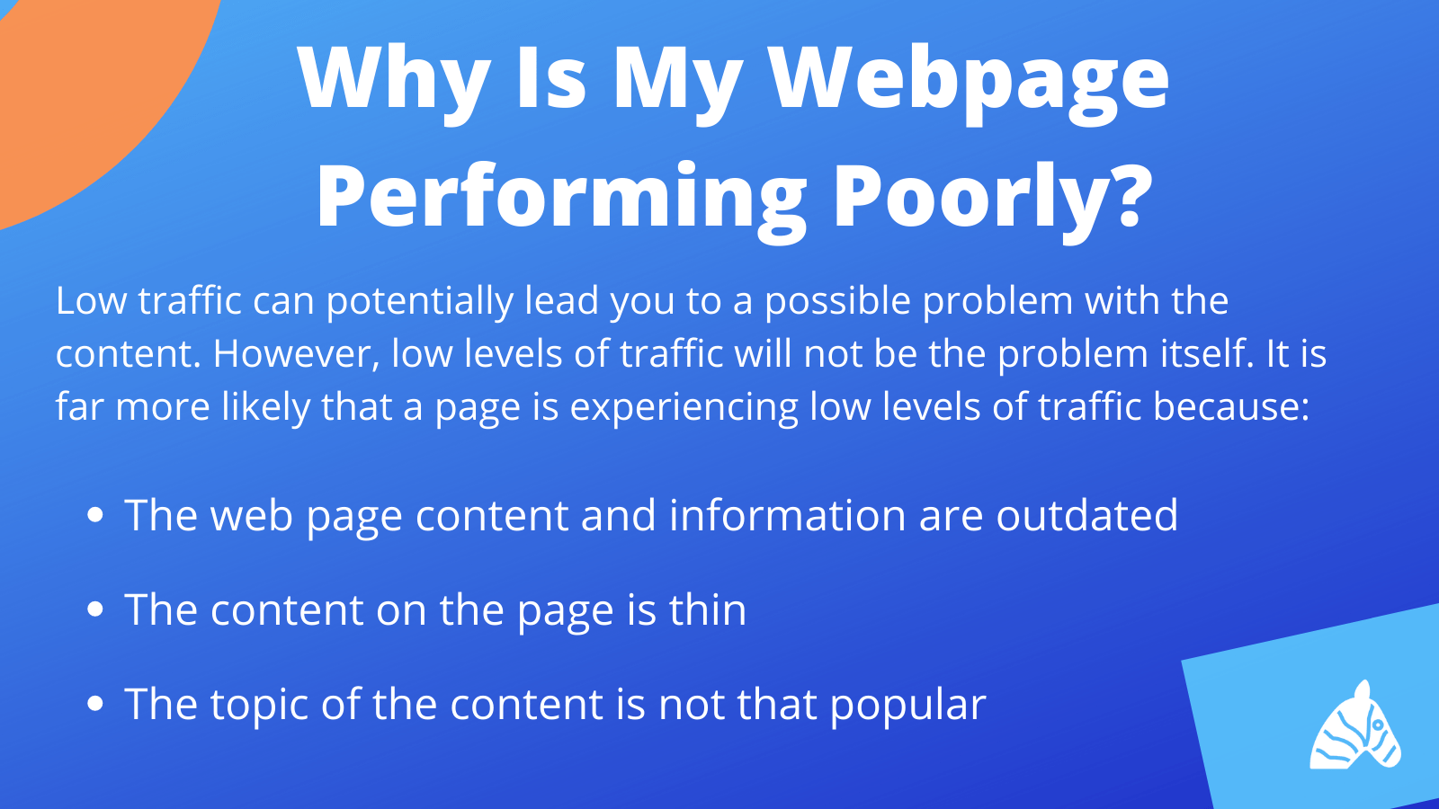 Reasons why a web page may be performing poorly in Google