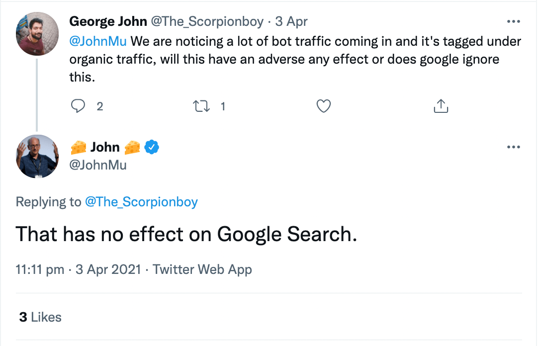 john mueller bot traffic tweet