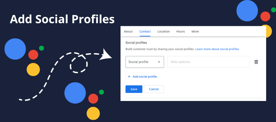 new Google Business social profiles link feature