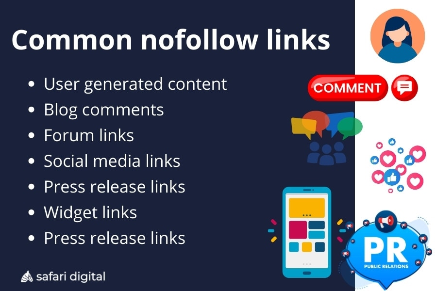 common sources of nofollow links
