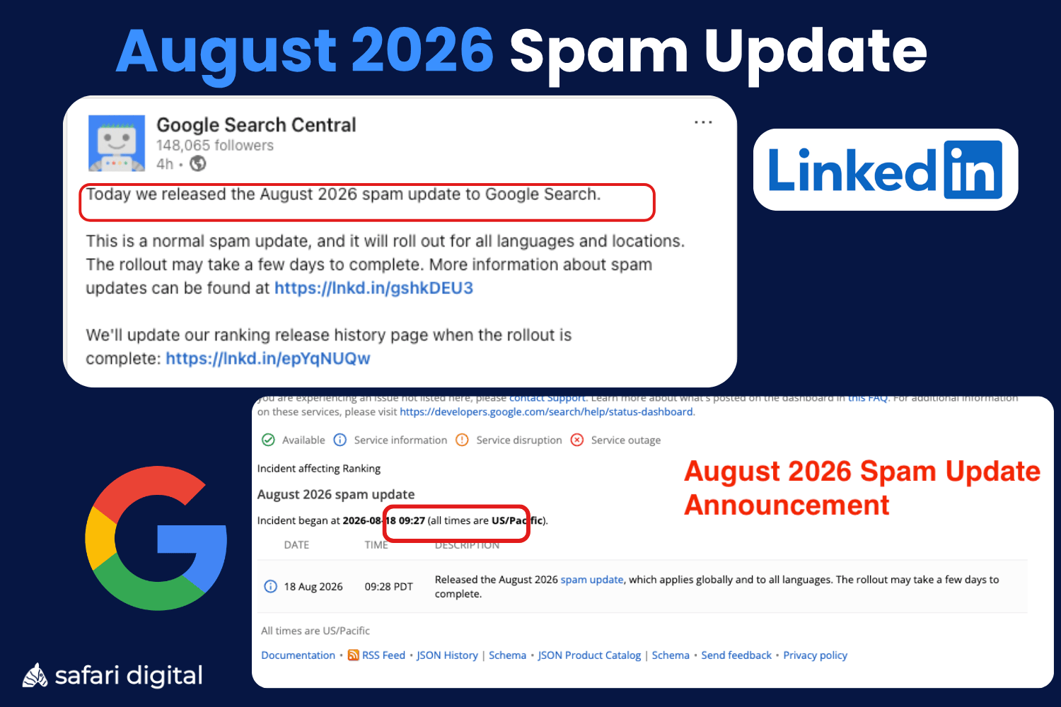 august-2026-spam-update-announcement August 2026 Spam Update - Linkedin + Google Search Status Dashboard Announcements