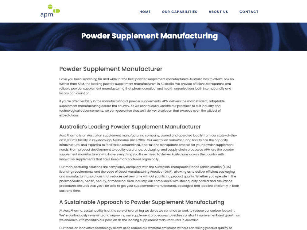 Austpharma SEO Case Study supplement page