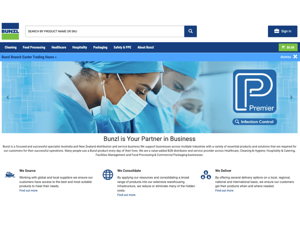 Bunzl SEO Case Study Homepage Image