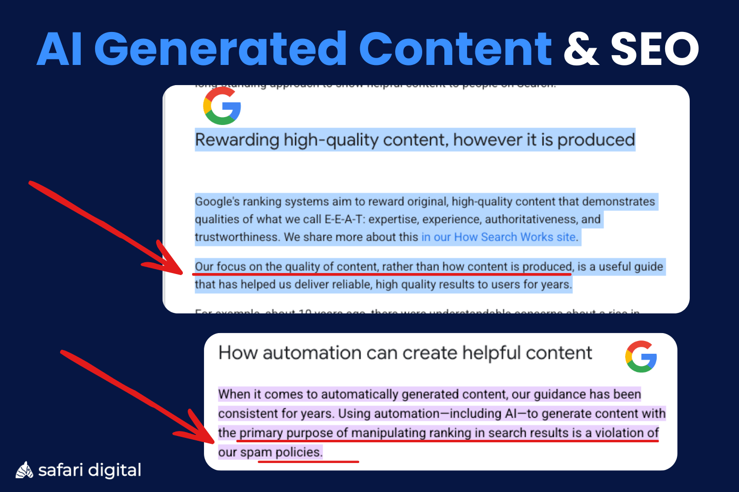 AI generated content - Google's official statements for SEO