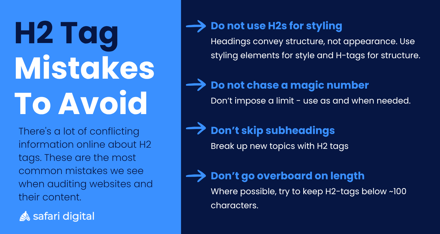 H2 Tag Mistakes to avoid