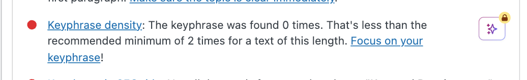 Keyword Density Yoast Screenshot