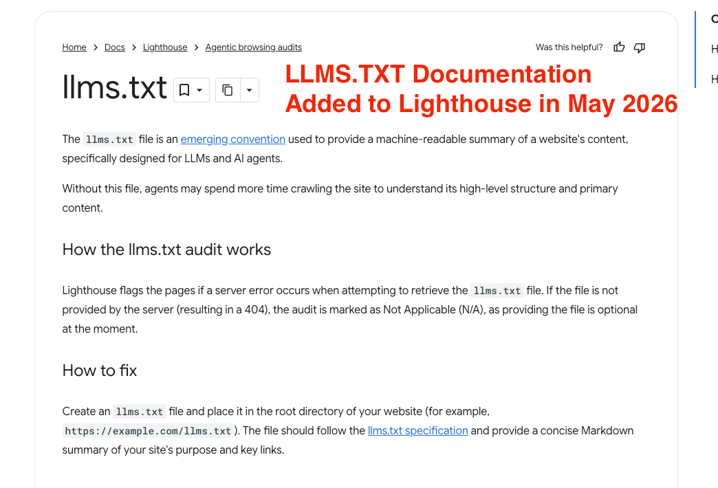 lighthouse-llms-txt-update Lighthouse llms.txt documentation update 2026