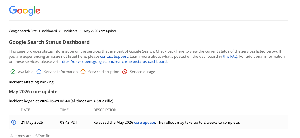 may-2026-core-update-google-search-dashboard May 2026 Google Core Algorithm Update Google Search Dashboard