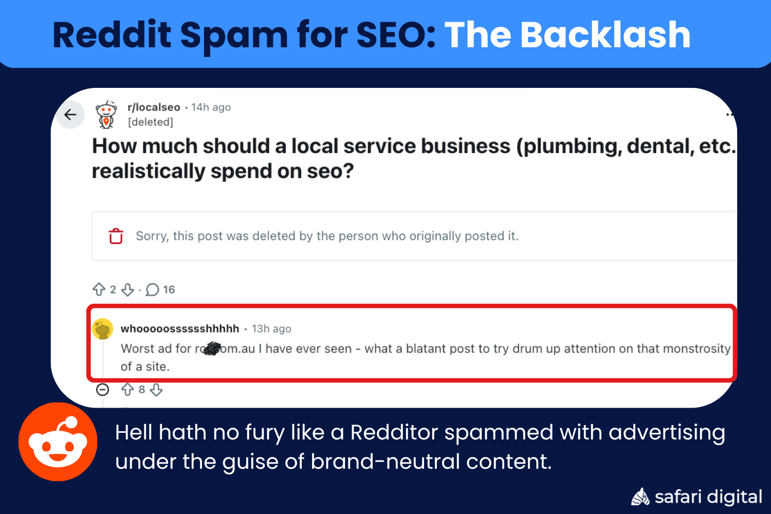 Reddit SEO Spam Graphic
